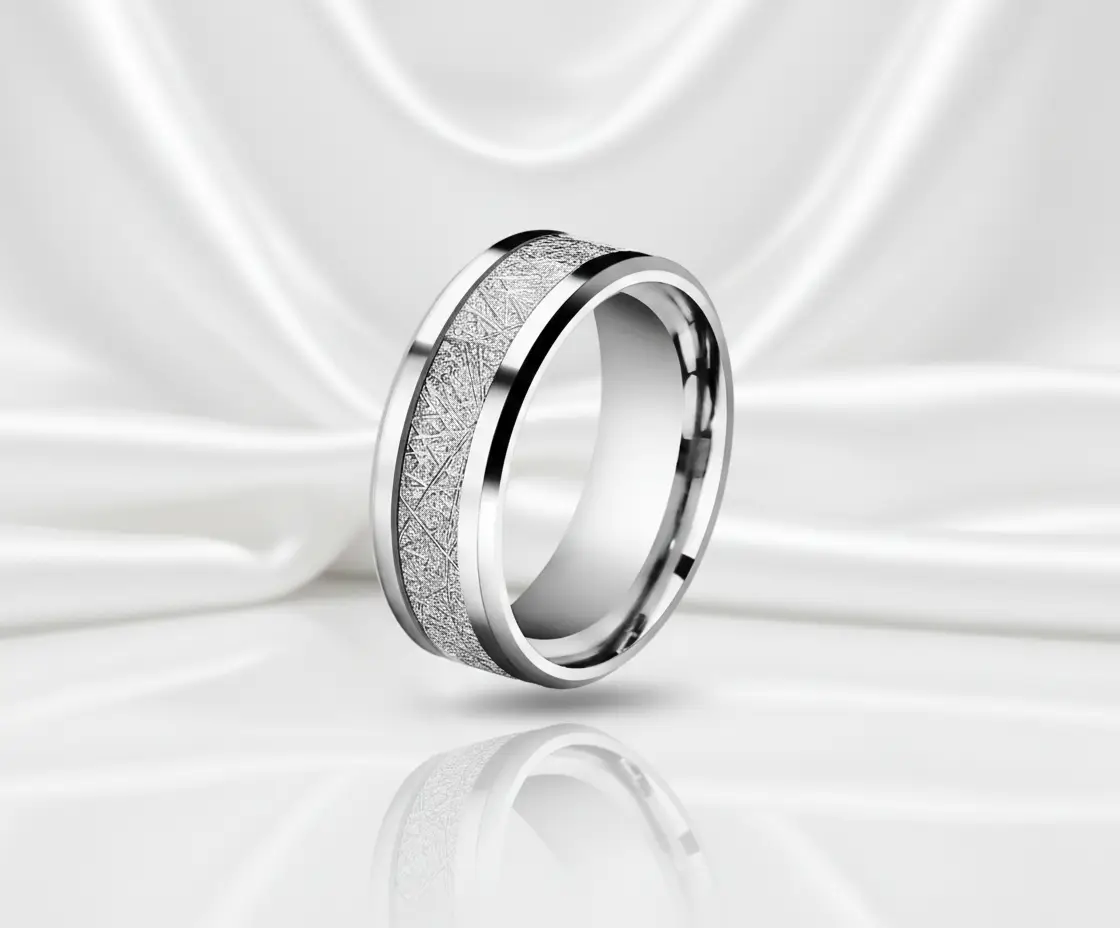 Cross-Hatched Silver Band