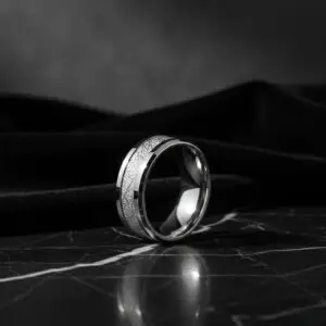 Cross-Hatched Silver Band