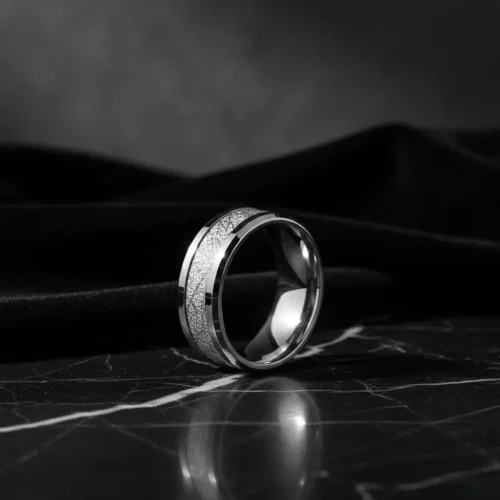 Cross-Hatched Silver Band