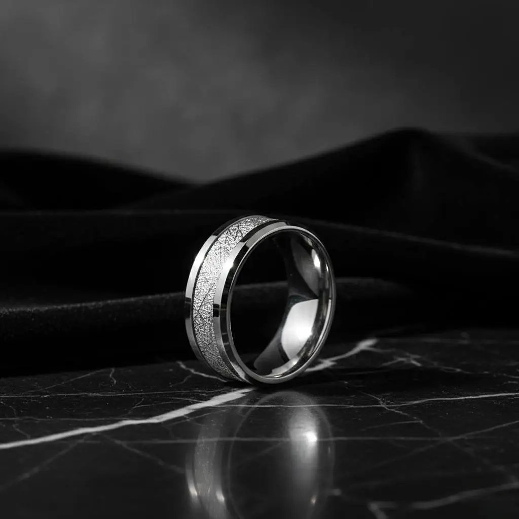 Cross-Hatched Silver Band