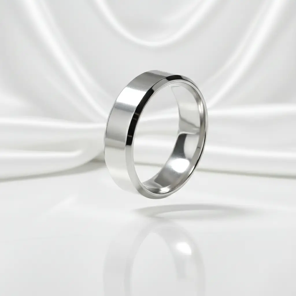 Double Bevel Edge Silver Ring